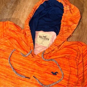 Hollister Sweater Hoodie LRG Orange Striped Pocket Pouch Preppy Emo Y2K Slim Fit
